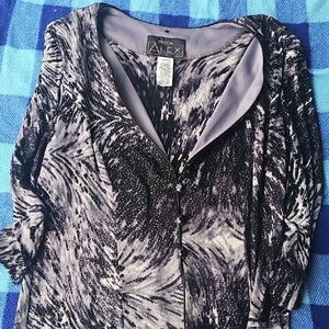 Alex Evenings Graphic Black and White 3/4 Sleeve Blouse